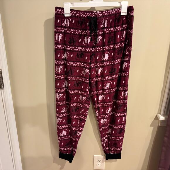 Harry Potter Fleece Pajama Set Womens Maroon Size Large - Picture 8 of 8